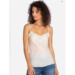 Love Johnny Was 100% silk Cream Lace-Trim Camisole size small